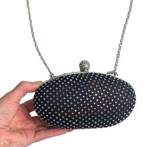 Cariedo Oval Rhinestone & Mesh Multi Colored Evening Clutch With Crossbody